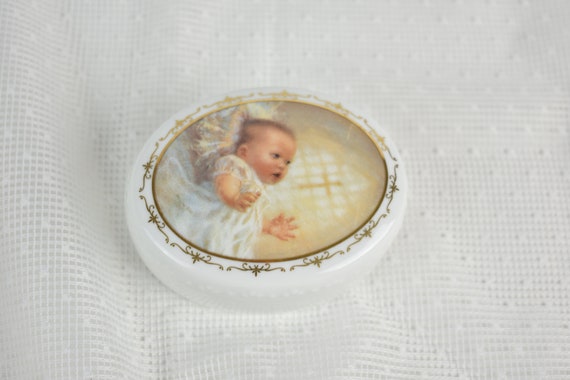 1998 Roman Inc God's Treasure Baby Porcelain Box Children's Prayer, #012521 View 3