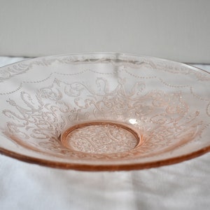Vintage Pink Depression Glass bowl 11&quot;, #J02