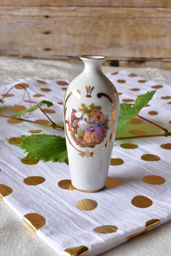 リモージュ　ミニチュア ヴィンテージ ミニチュア 磁器 花瓶 リモージュ フランス、#120120