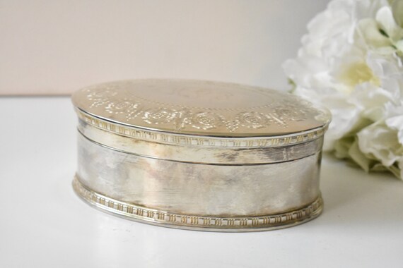 Vintage Trinket Box, Metal Jewellery Box, Keepsak… - image 4