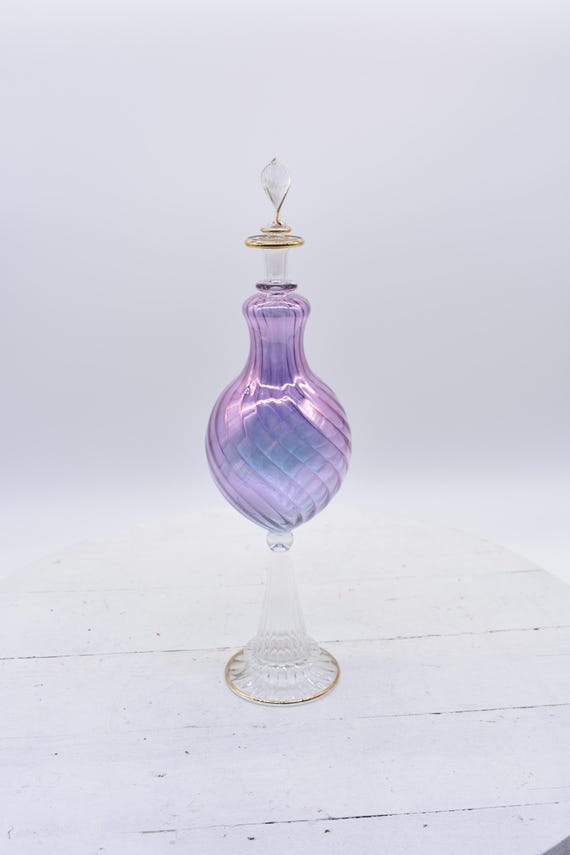 Perfume Bottle, Vanity Bottle, perfume bottle glass, glass vanity perfume bottle, Vintage Egyptian Hand Blown Glass Perfume Bottle. #433C
