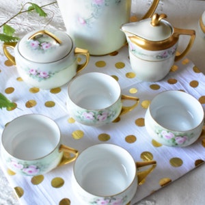 Vintage ROSENTHAL Rose &quot;Donatello&quot; Teapot & 3 Tea Cups Set, Selb Bavaria, #060817