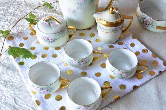Vintage ROSENTHAL Rose donatello Teapot & 3 Tea Cups Set, Selb 