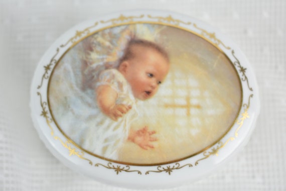 1998 Roman Inc God's Treasure Baby Porcelain Box Children's Prayer, #012521