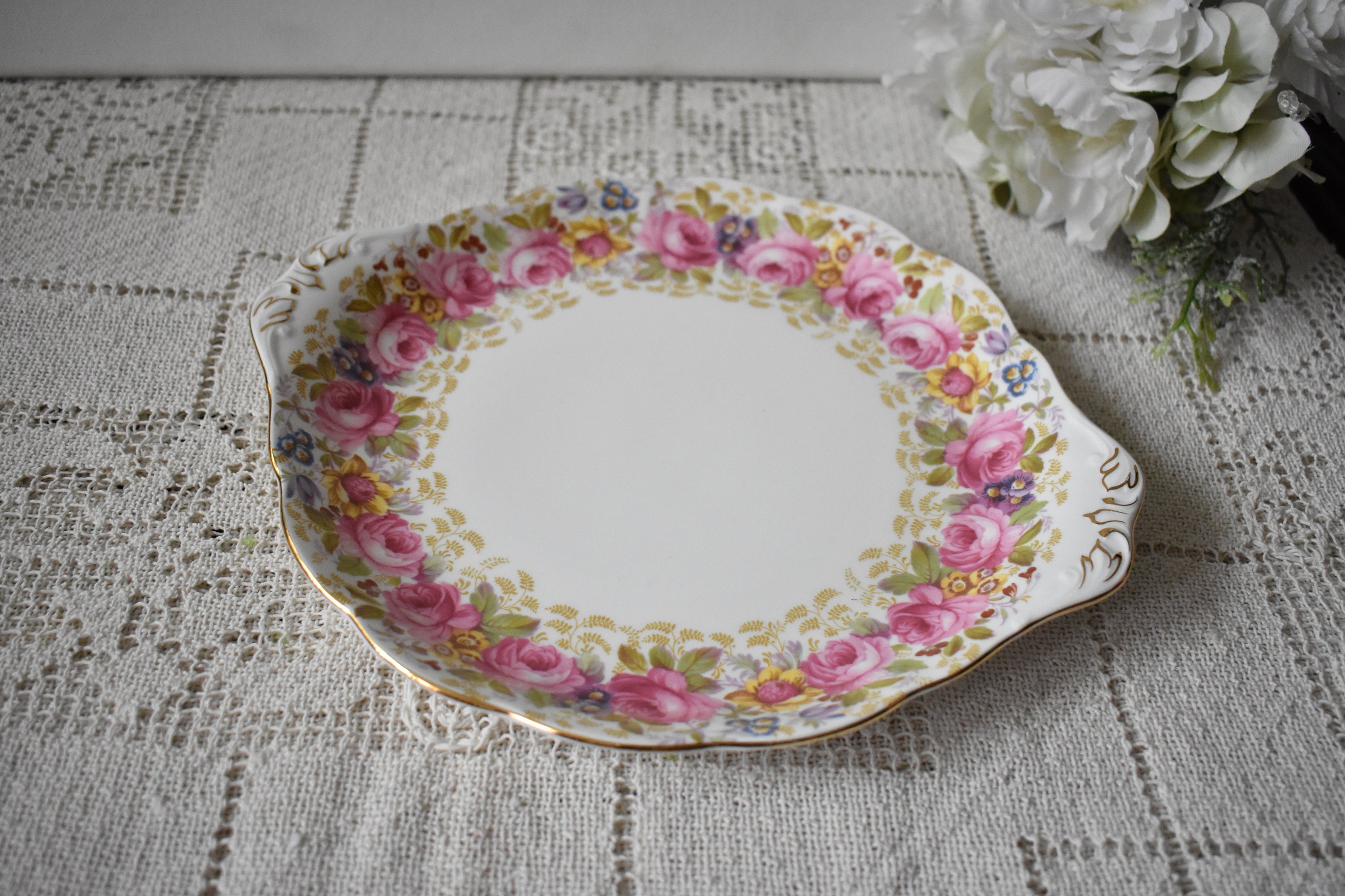 Cake Serving Dish Cake Plate Royal Albert Serena Pattern Etsy