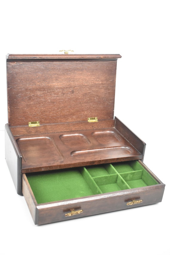Vintage Brawn Wood  Jewelry Chest, Made in Japan