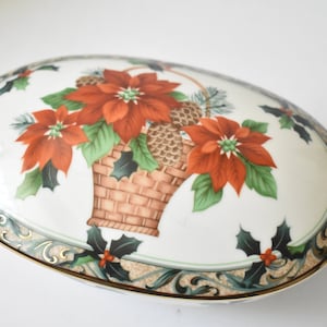 Mikasa - Holiday Poinsettia - Oval Box & Lid , Gift for her, Christmas box, #082621
