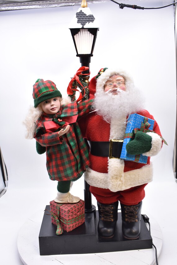 Vintage 1993 Holiday Creations Animated Santa With Girl & Lighted