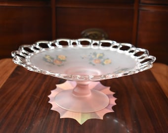 Vintage stijl roze voetstuk cake stand 11", voetstuk cake, plaat stand schotel, #V33