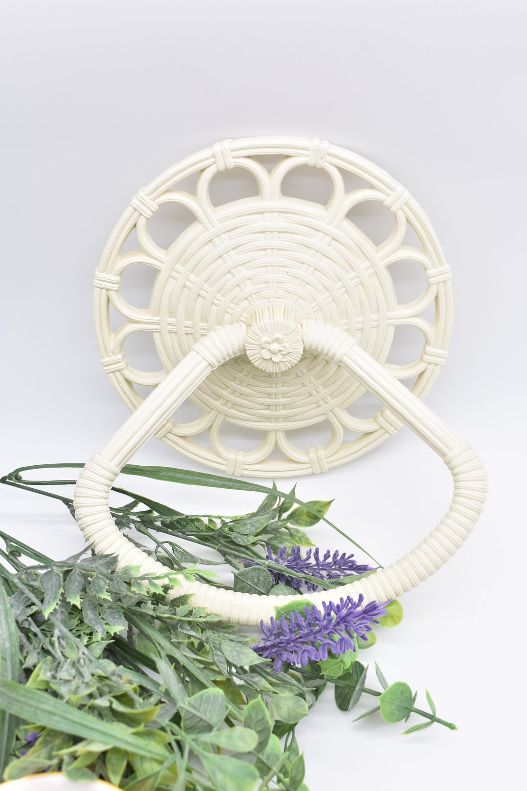 Vintage Homco Faux Rattan Plastic Hand Towel Holder Rack Etsy