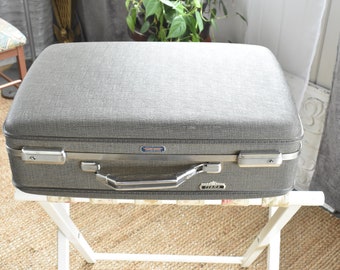 Vintage Gray American Tourister Tiara Suitcase Hard Shell