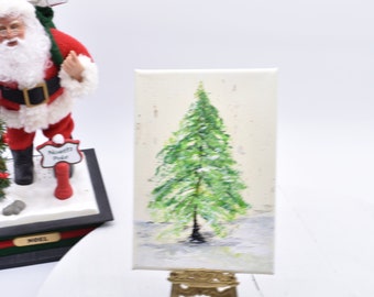Miniature Christmas Tree Original Acrylic Painting,