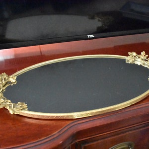 21&#39;&#39; Long Ormolu Filigree Ornate Gold Plated Vanity Tray, French Paris apartment, Victorian tray, Burlesque tray
