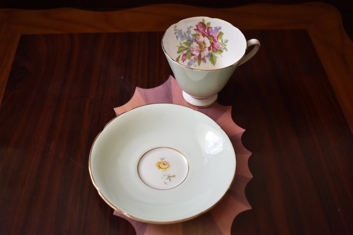 Old Royal Tea Cup and Saucer England Tea Cup Mint Green Tea Etsy