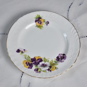 Ashley English bone china plates set of 6, pansies plate, #031721