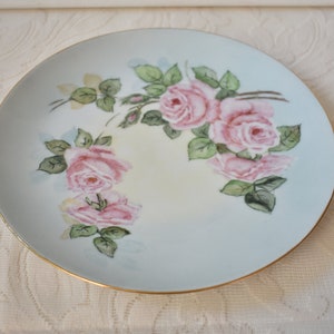 Vintage Germany Roses Flowers Plate Porcelain, Germany Handled Cake Plate, #T001