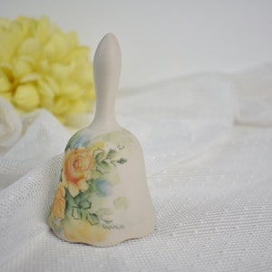 WEDDING TABLE BELL, Vintage, Porcelain, Artist Signed Bell, Gifts for Her, Wedding Bell, Bridal Shower Gift, #012521