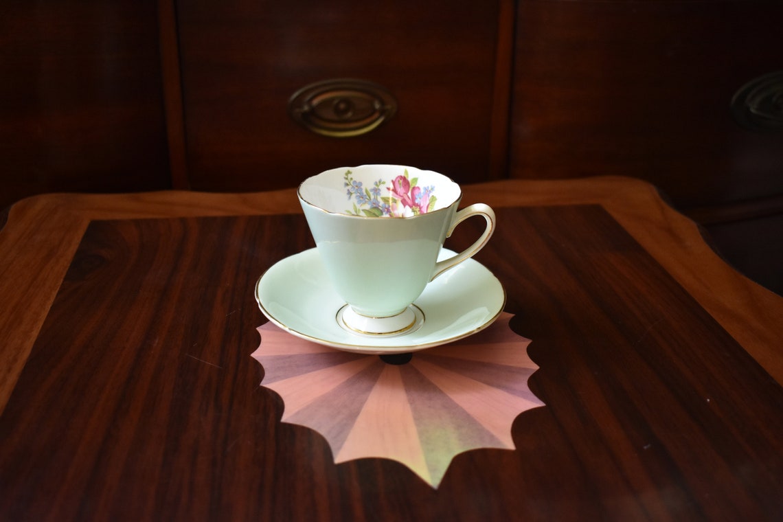 Old Royal Tea Cup and Saucer England Tea Cup Mint Green Tea Etsy