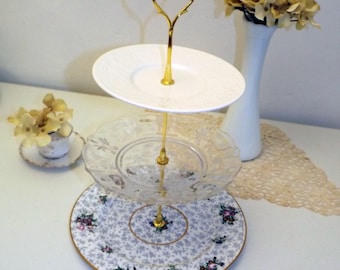 Cake Stand Server 3 Tiered Server Pastry Stand Cupcake Stand Server Holder, Beach Wedding. Cupcake Stand, High Tea Party.