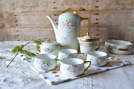 Vintage ROSENTHAL Rose donatello Teapot & 3 Tea Cups Set, Selb 