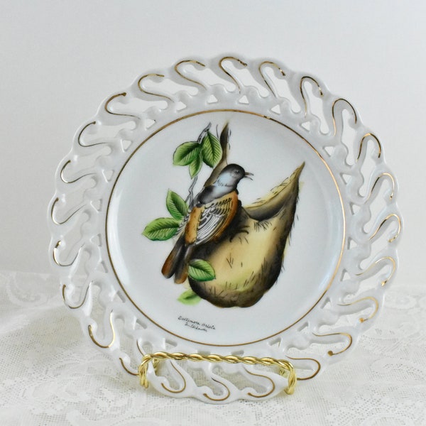 Vintage Napco China Bird Wall Hanging W/Gold Accents, #032320