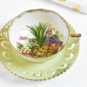 Vintage Bone China Tea Cup & Saucer Yellow Japan #0188