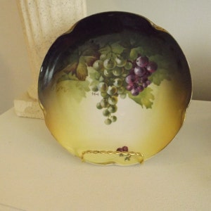 Vintage J & C Bavaria Koch Louise Grape Pattern Gold trim Plate signed 8.5&quot;
