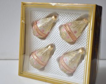 4 Vintage Glass Christmas Ornaments,