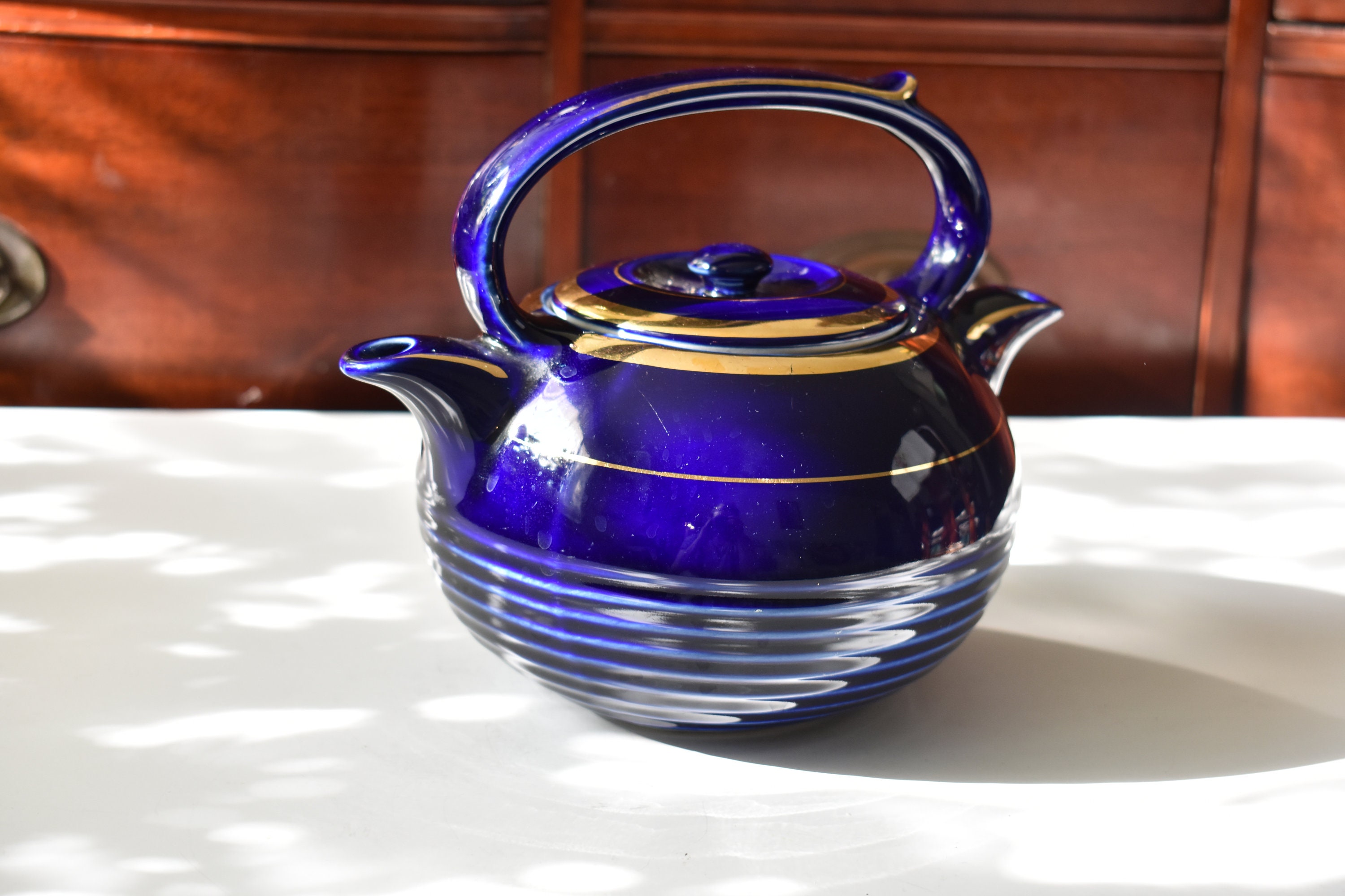 Vintage Hall China Twinspout TeapotCobalt BlueNot Perfect Coffee