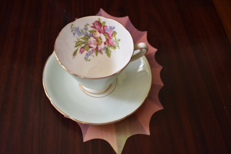 Old Royal Tea Cup and Saucer England Tea Cup Mint Green Tea Etsy