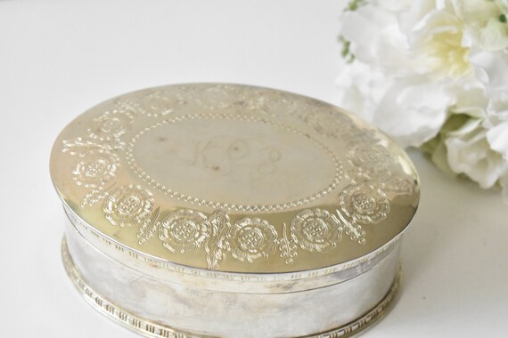 Vintage Trinket Box, Metal Jewellery Box, Keepsak… - image 3