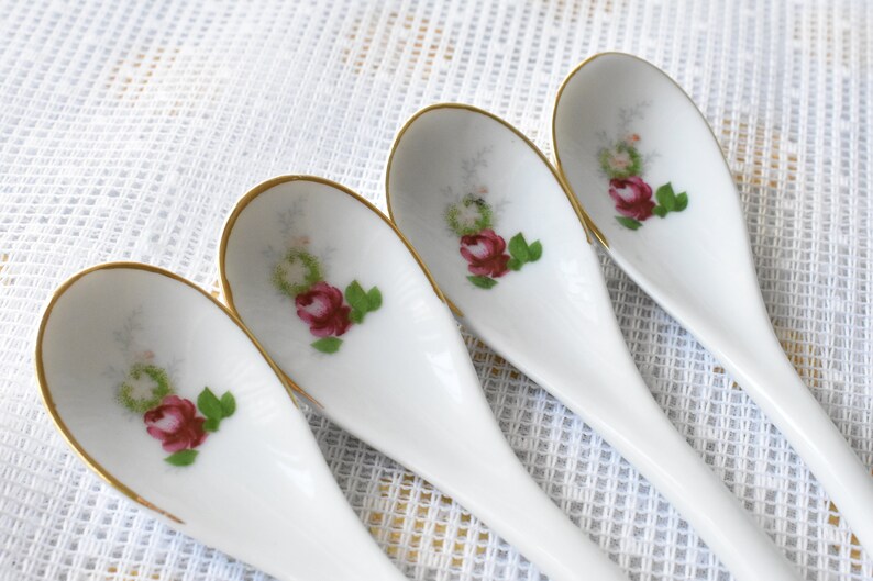 Porcelain Spoons set of 4 #2W