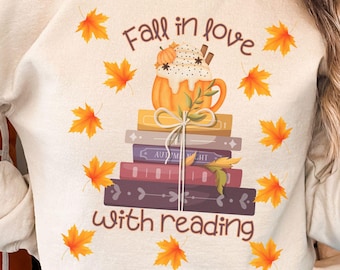 Sudadera de otoño para amantes de la lectura, Sudadera para amantes de los libros, Camiseta de bibliotecario, Sudadera de cuello redondo para amantes de los libros, Profesor de lectura
