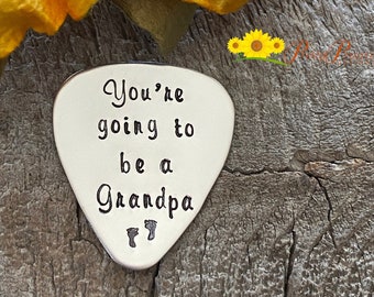 You're Going to be a Grandpa Guitar Pick, Pregnancy Reveal, Customized Guitar Pick, Metal Guitar Pick,  Birth Announcement, New Grandpa Gift