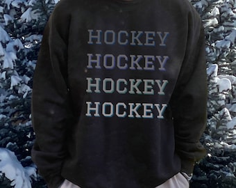Hockey Sweatshirt, Custom Hockey Sweatshirt, Hockey Mom Shirt, Game Day Hockey Shirt, Hockey Dad Sweatshirt, Hockey Fan Gift, Love Hockey