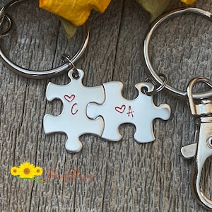 Personalized puzzle piece keychain hotsell