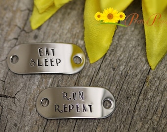 Shoe Tags, Hand Stamped Running Shoe Tags, Runners Gift, Lace Tags, Shoelace Clips, Lace Decoration Charm, Shoe Jewelry Accessories