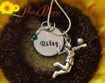 Personalized Volleyball Necklace, Volleyball Team Gift, Volleyball Jewelry, Volleyball Coach Gift, Volleyball Mom, Hand Stamped, Sports Gift