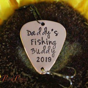 Daddy's Fishing Buddy Lure, Custom Fishing Hook, Father's Day Gift, New Dad Present, Baby Reveal, Angler Gift, Hand Stamped Fishing Lure image 3