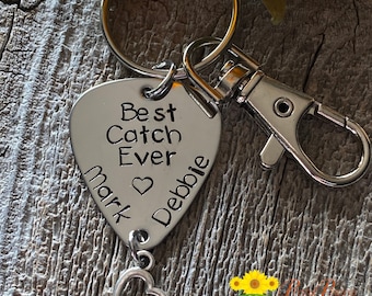 Best Catch Personalized  Fishing Keychain, Custom Fishing Keychain, Hand Stamped, Angler Gift,  Fishing Keychain, Husband Gift, Fishing Gift