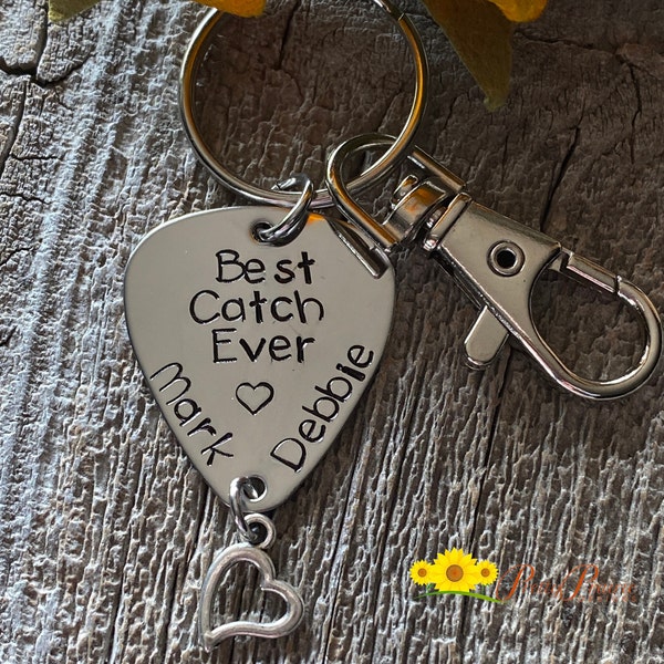 Best Catch Personalized  Fishing Keychain, Custom Fishing Keychain, Hand Stamped, Angler Gift,  Fishing Keychain, Husband Gift, Fishing Gift