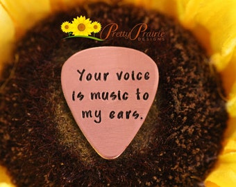 Music to My Ears Pick, Music Accessory, Musician Gift, Singer Present, Valentine, Hand Stamped, Music Lover Gift, Metal Pick, Musical Token