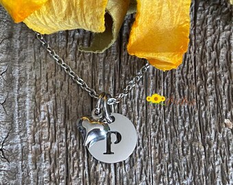 Silver Initial Promise Necklace, Love Necklace, Personalized Heart Jewelry, Girlfriend Birthday, New Mom, Valentine Gift