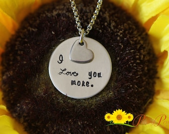 I Love You More Necklace, Anniversary Necklace, Promise Necklace, Gift for Wife, Girlfriend, or Daughter, Valentine Gift, Heart Jewelry