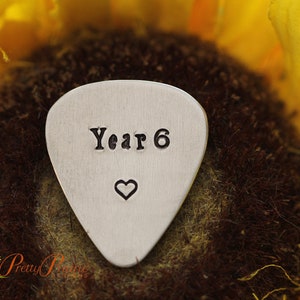 Anniversary Year Guitar Pick, Gift for Musician, Guitar Lover Gift, Anniversary Present, Hand Stamped, Metal Guitar Pick, Initial Pick