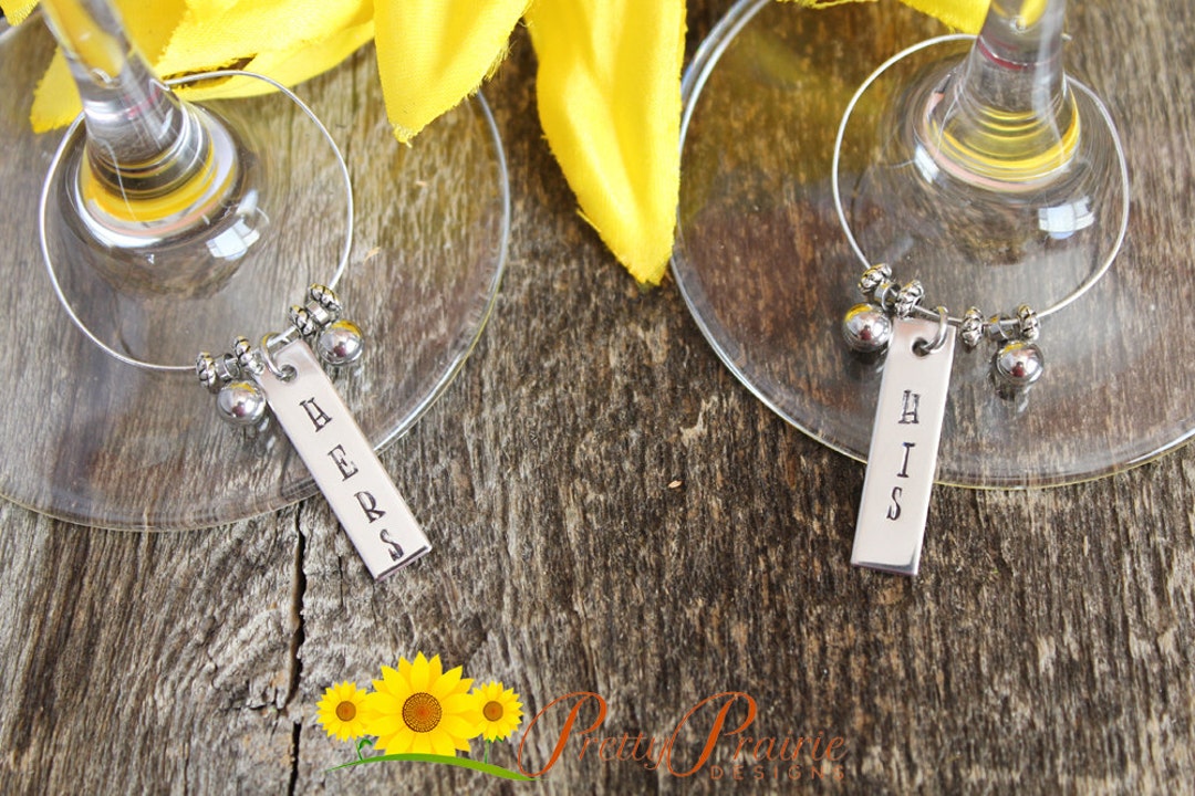 Wine Glass Hangers Wine Glasses Tags His and Hers Wine Charms Hangers for Wine Glass Bride and
