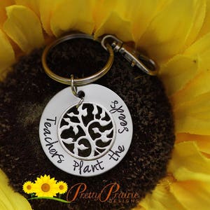 Teachers Plant the Seeds Keychain, Personalized, Student Teacher Gift, Hand Stamped, Maestras Plantan las Semillas, ESL Teacher Gift