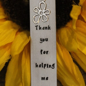Thank You for Helping Me Bloom Bookmark, Hand Stamped Bookmark, Personalized Bookmark, Book Lover Gift, Teacher Bookmark, Thank You Gift Font B