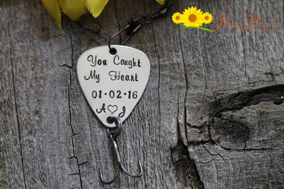 You Caught My Heart Fishing Lure, Initial Lure, Anniversary Gift for  Fisherman, Hand Stamped Fish Hook, Custom Fishing Lure, Fishing Gift 