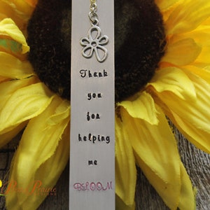 Thank You for Helping Me Bloom Bookmark, Hand Stamped Bookmark, Personalized Bookmark, Book Lover Gift, Teacher Bookmark, Thank You Gift image 2